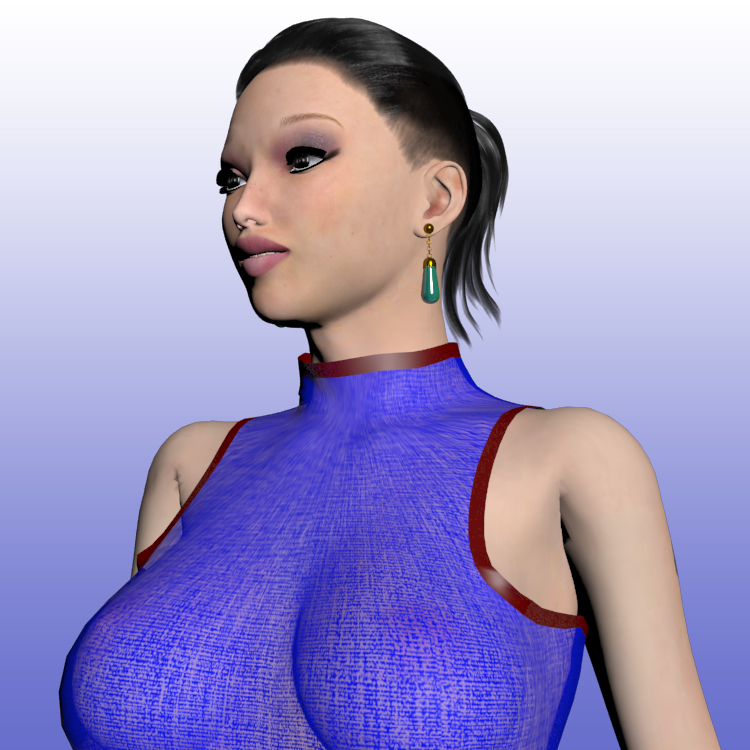 Mädchen in der blauen Cheongsam 3D-Modellfrau